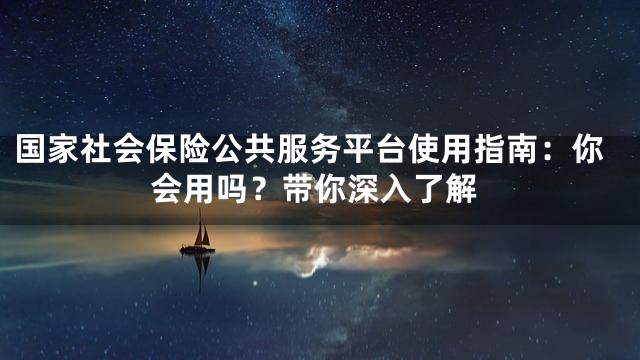 国家社会保险公共服务平台使用指南：你会用吗？带你深入了解