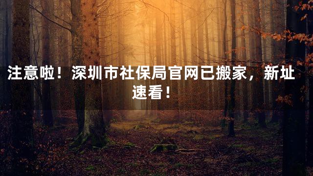 注意啦！深圳市社保局官网已搬家，新址速看！