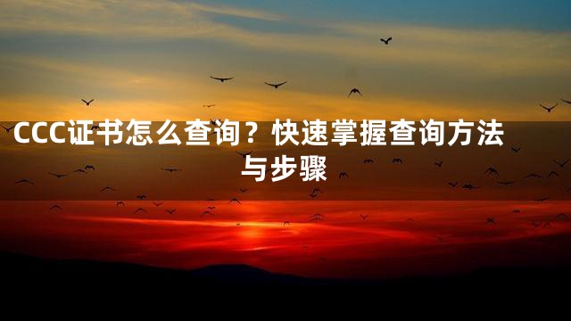 CCC证书怎么查询？快速掌握查询方法与步骤