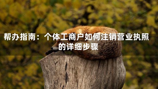 帮办指南：个体工商户如何注销营业执照的详细步骤