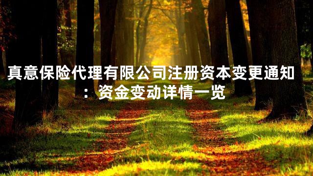 真意保险代理有限公司注册资本变更通知：资金变动详情一览