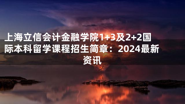 上海立信会计金融学院1+3及2+2国际本科留学课程招生简章：2024最新资讯