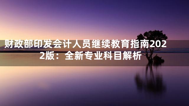 财政部印发会计人员继续教育指南2022版：全新专业科目解析