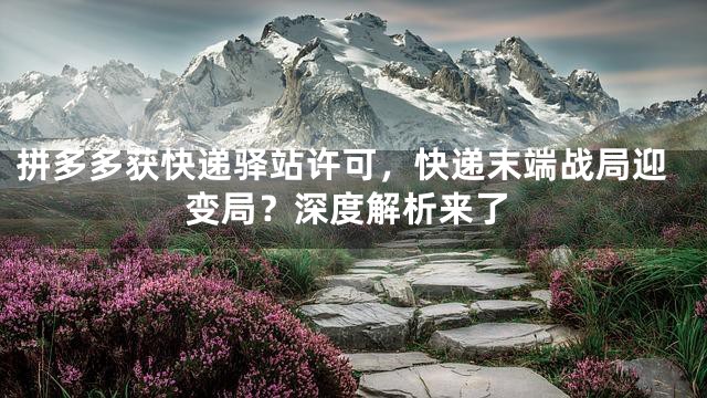 拼多多获快递驿站许可，快递末端战局迎变局？深度解析来了