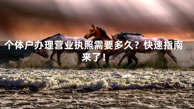 个体户办理营业执照需要多久？快速指南来了！