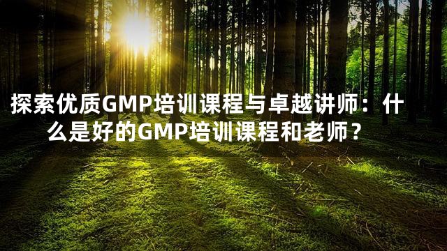 探索优质GMP培训课程与卓越讲师：什么是好的GMP培训课程和老师？
