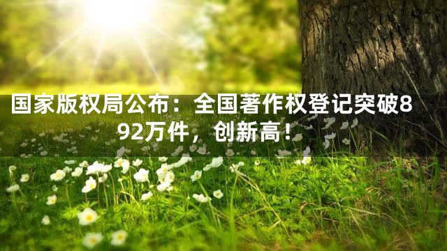 国家版权局公布：全国著作权登记突破892万件，创新高！