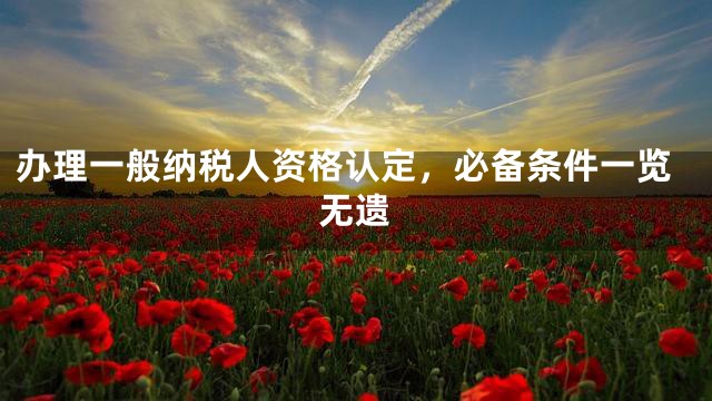 办理一般纳税人资格认定，必备条件一览无遗