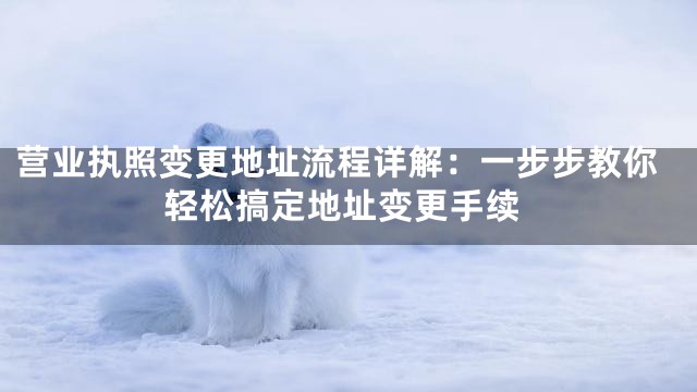 营业执照变更地址流程详解：一步步教你轻松搞定地址变更手续