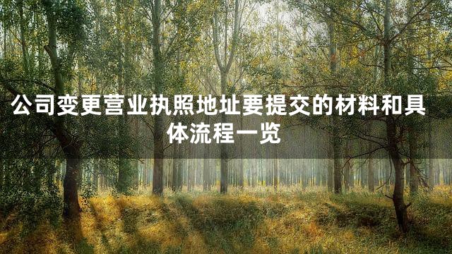 公司变更营业执照地址要提交的材料和具体流程一览