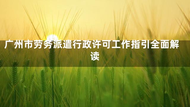 广州市劳务派遣行政许可工作指引全面解读