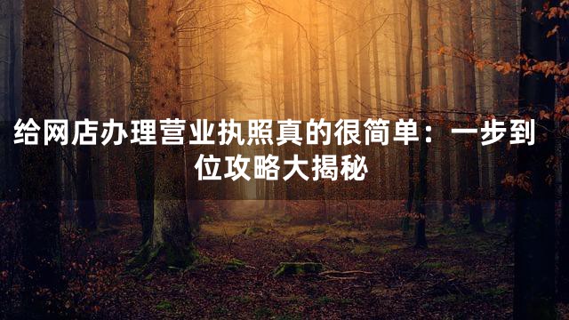 给网店办理营业执照真的很简单：一步到位攻略大揭秘