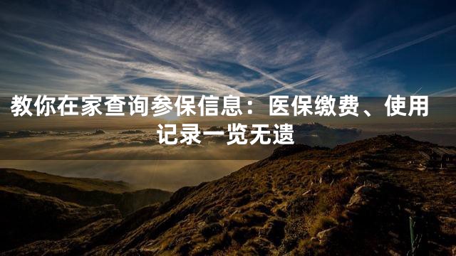 教你在家查询参保信息：医保缴费、使用记录一览无遗