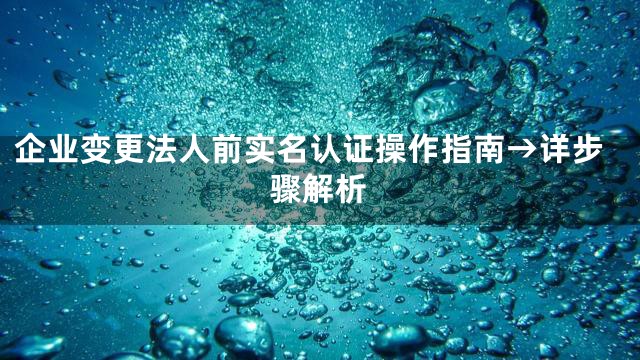 企业变更法人前实名认证操作指南→详步骤解析