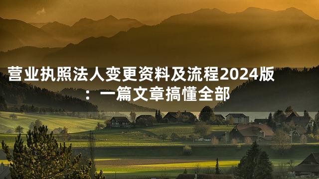 营业执照法人变更资料及流程2024版：一篇文章搞懂全部