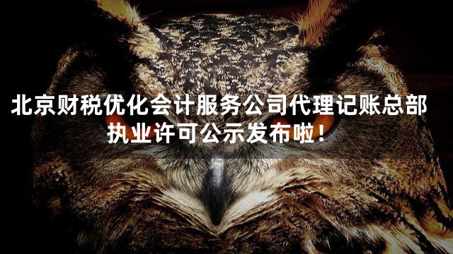 北京财税优化会计服务公司代理记账总部执业许可公示发布啦！
