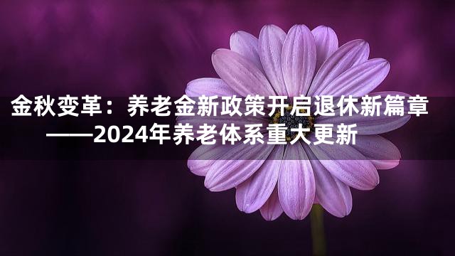 金秋变革：养老金新政策开启退休新篇章——2024年养老体系重大更新