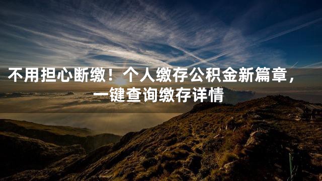 不用担心断缴！个人缴存公积金新篇章，一键查询缴存详情