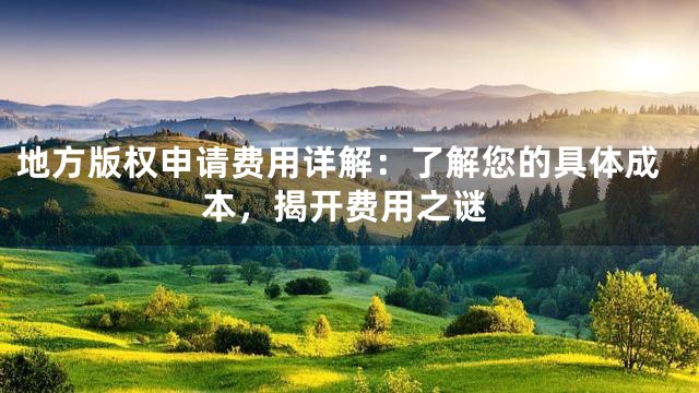 地方版权申请费用详解：了解您的具体成本，揭开费用之谜