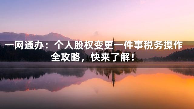 一网通办：个人股权变更一件事税务操作全攻略，快来了解！