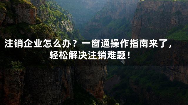 注销企业怎么办？一窗通操作指南来了，轻松解决注销难题！