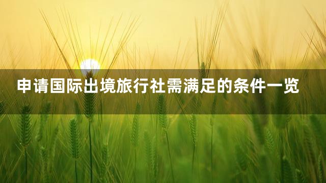 申请国际出境旅行社需满足的条件一览
