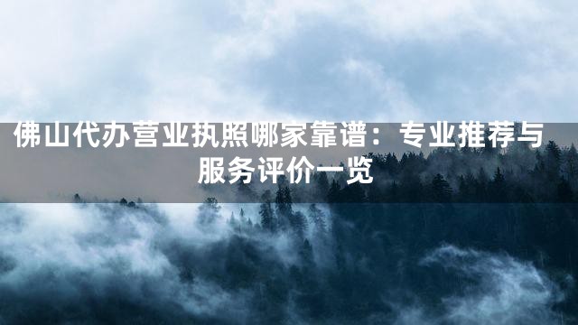 佛山代办营业执照哪家靠谱：专业推荐与服务评价一览
