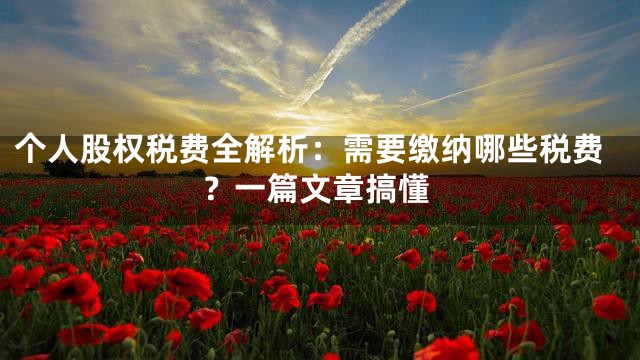 个人股权税费全解析：需要缴纳哪些税费？一篇文章搞懂