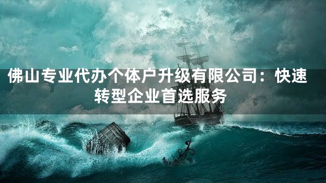 佛山专业代办个体户升级有限公司：快速转型企业首选服务