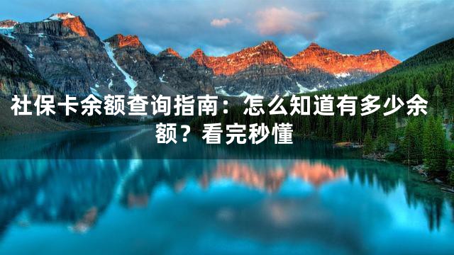 社保卡余额查询指南：怎么知道有多少余额？看完秒懂