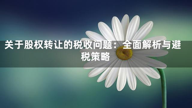 关于股权转让的税收问题：全面解析与避税策略