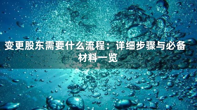 变更股东需要什么流程：详细步骤与必备材料一览