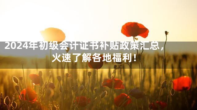 2024年初级会计证书补贴政策汇总，火速了解各地福利！
