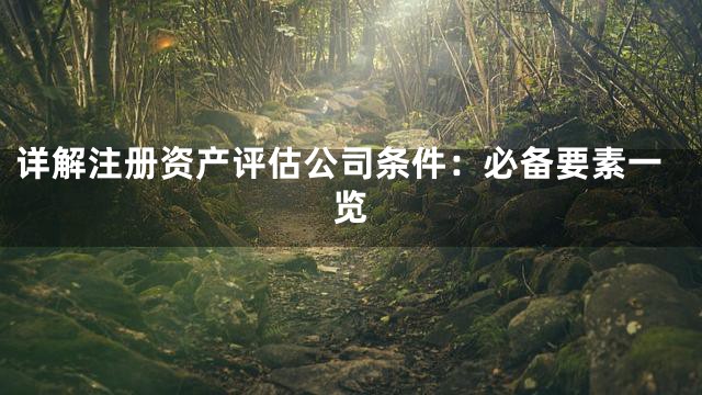 详解注册资产评估公司条件：必备要素一览