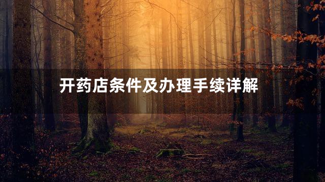 开药店条件及办理手续详解