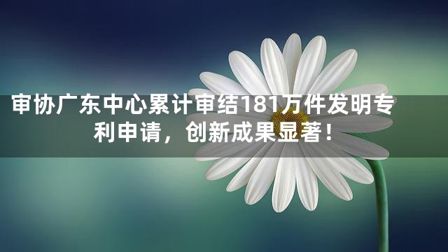 审协广东中心累计审结181万件发明专利申请，创新成果显著！