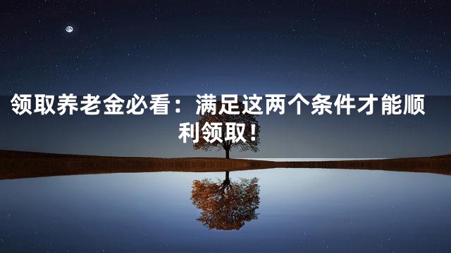 领取养老金必看：满足这两个条件才能顺利领取！