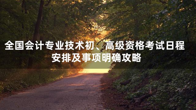 全国会计专业技术初、高级资格考试日程安排及事项明确攻略