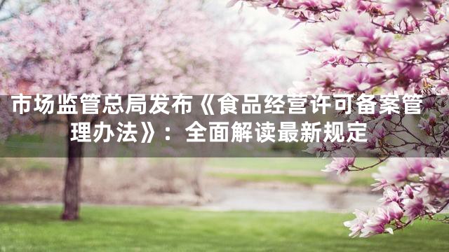 市场监管总局发布《食品经营许可备案管理办法》：全面解读最新规定