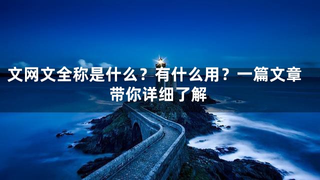 文网文全称是什么？有什么用？一篇文章带你详细了解