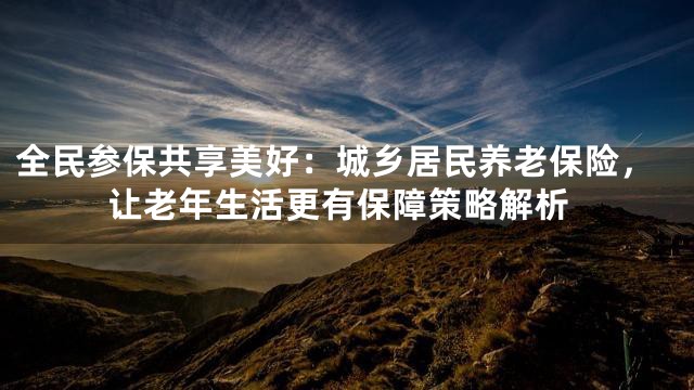 全民参保共享美好：城乡居民养老保险，让老年生活更有保障策略解析