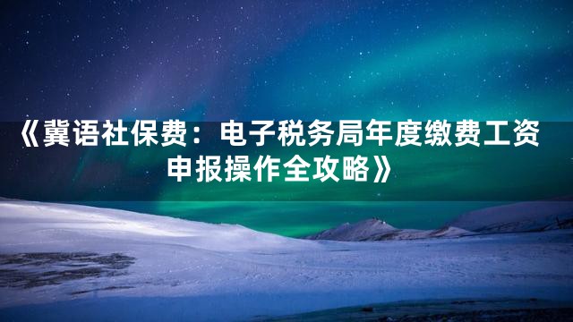 《冀语社保费：电子税务局年度缴费工资申报操作全攻略》