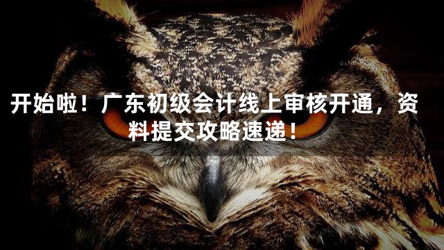 开始啦！广东初级会计线上审核开通，资料提交攻略速递！