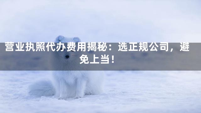 营业执照代办费用揭秘：选正规公司，避免上当！