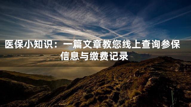 医保小知识：一篇文章教您线上查询参保信息与缴费记录