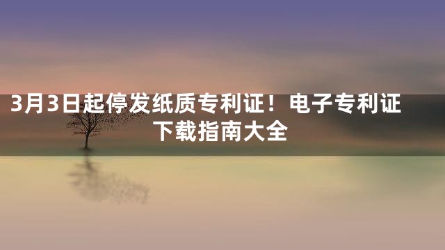 3月3日起停发纸质专利证！电子专利证下载指南大全
