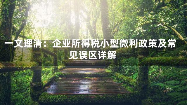 一文理清：企业所得税小型微利政策及常见误区详解