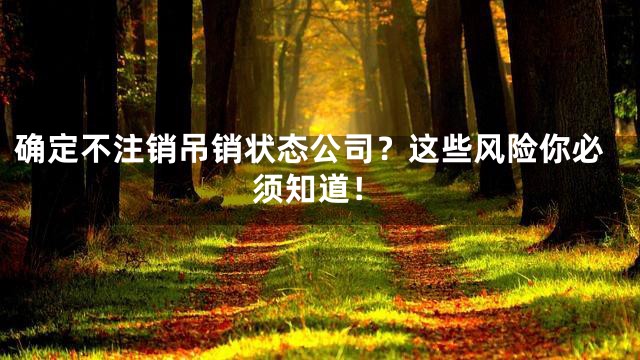 确定不注销吊销状态公司？这些风险你必须知道！