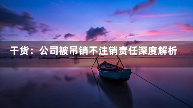 干货：公司被吊销不注销责任深度解析