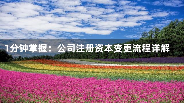 1分钟掌握：公司注册资本变更流程详解